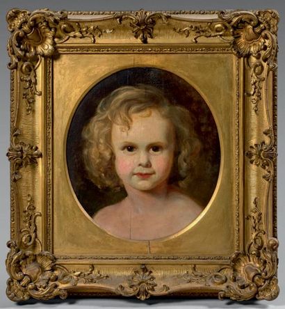 ECOLE ANGLAISE DU XIXe SIÈCLE 
Portrait d'enfant
Huile sur panneau.
30 x 26 cm, vue...