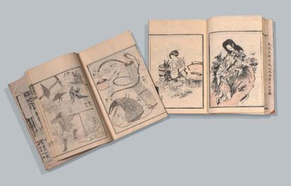 Katsushika Hokusai (1760-1849) Deux volumes:
- Manga, volume 11 (sur 15), daté de...