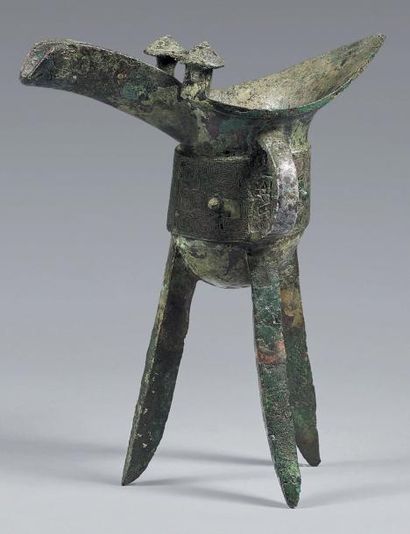 CHINE - Fin de l'époque Shang (vers 1600-1046 av. J.-C.), XIe siècle av. J.-C. Vase...