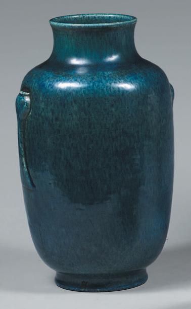 CHINE - Époque DAOGUANG (1821-1850) Vase de forme «denglong zun» en porcelaine émaillé...