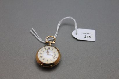 null Montre de col en or jaune 750 millièmes, le fond gravé à décor de fleurs, cadran...