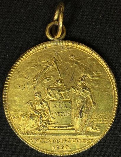 null 14 juillet 1790, médaille de la Fête de la Fédération, en bronze doré, même...