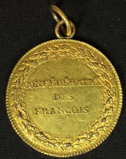 null 14 juillet 1790, médaille de la Fête de la Fédération, en bronze doré, même...