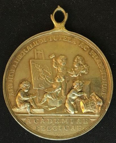 PAYS-BAS MÉRIDIONAUX Prix des Académies de Beaux-
Arts, médaille portable en vermeil...