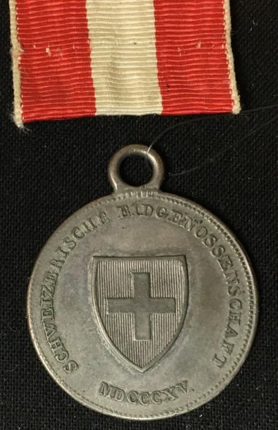 SUISSE Médaille de la Fidélité Helvetique dite «d'Yverdon«, créée en 1815, en argent,...