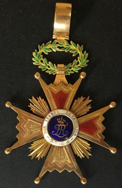 null Ordre d'Isabelle la Catholique, fondé en 1815, bijou de commandeur en or et...