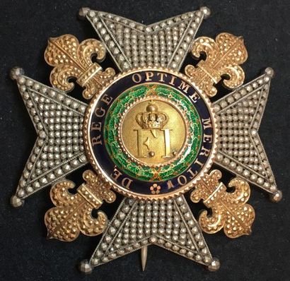Royaume des Deux-Siciles Ordre de François Ier, fondé en 1829, plaque de grand-croix...