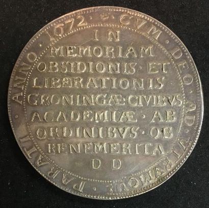 null 1672, Siège de Groningue - Médaille com-
-mémorative non portable en argent...