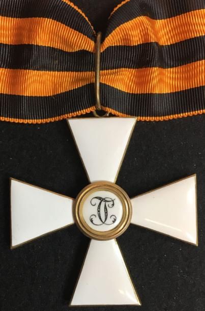 null Ordre de Saint-Georges, fondé en 1769, croix de chevalier de 2e classe en vermeil,...