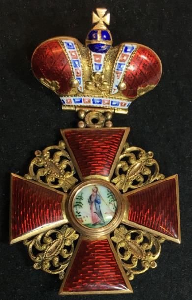 null Ordre de Sainte-Anne, croix de 2e classe avec couronne, en or et émail assez...