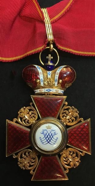 null Ordre de Sainte-Anne, spectaculaire croix de 1re classe avec couronne, luxueuse...