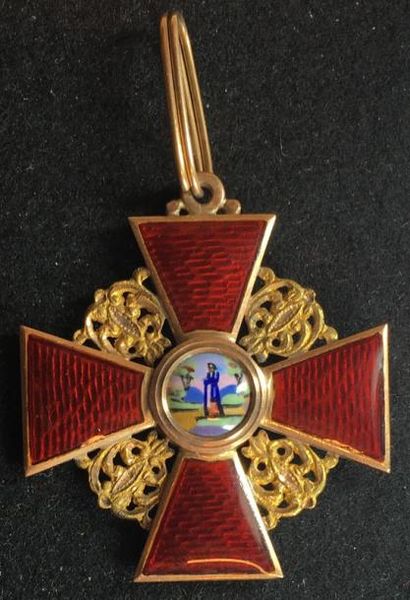 null Ordre de Sainte-Anne, croix de 2e classe en or et émail, poinçons AK de la maison...