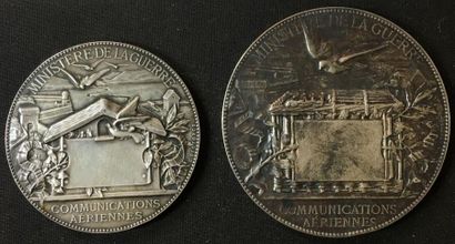 null Communications aériennes du Siège de Paris 1870-1871, lot de deux médailles...