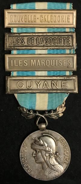 null Médaille coloniale en argent, premier type officiel par Mercier, ruban avec...