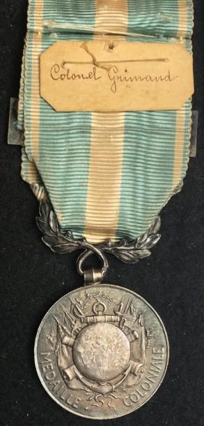 null Médaille coloniale en argent, premier type officiel par Mercier, agrafe du premier...