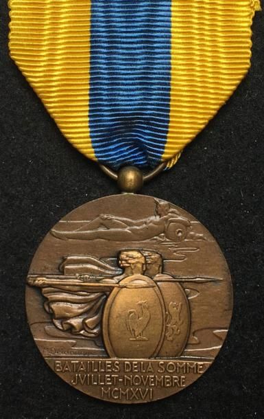 null Médaille de la Somme, créée en 1956, en bronze patiné, poinçon de la Monnaie...