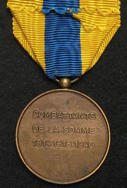 null Médaille de la Somme, créée en 1956, en bronze patiné, poinçon de la Monnaie...