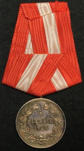 DANEMARK Médaille commémorative du Slesvig, 1920, en argent au profil de Chrisitan...