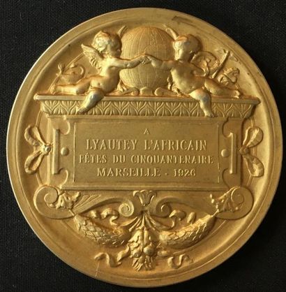 null Société de Géographie de Marseille, grande médaille non portable en bronze figurant...