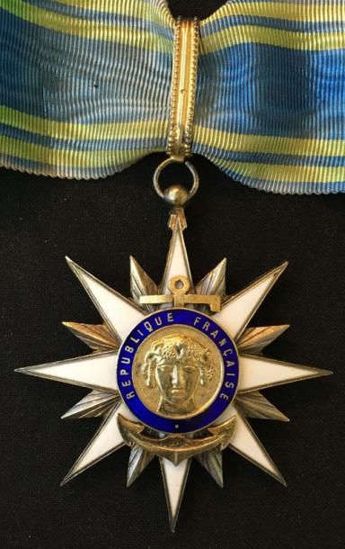null Ordre du Mérite Maritime, fondé en 1930, bijou de commandeur en vermeil et émail,...