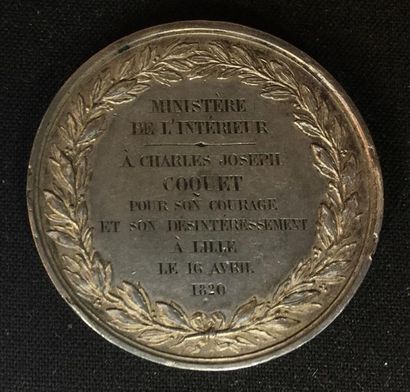 null Restauration, médaille d'honneur en argent non portable au profil à droite de...