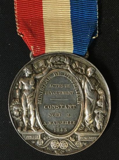 null Monarchie de Juillet, médaille d'honneur de 2e classe en argent au profil de...