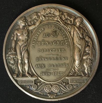 null IIe République, médaille d'honneur de 1re classe non portable en cuivre argenté,...
