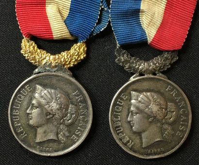 null IIIe République, groupe de deux médailles d'honneur au profil de Cérès par Barre...