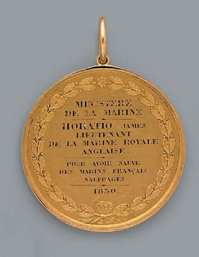 null Restauration, médaille d'honneur en or au profil Charles X à gauche par Gayrard,...