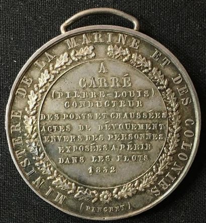 null Monarchie de Juillet, Marine et Colonies, médaille d'honneur en argent au profil...