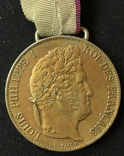 null Monarchie de Juillet, médaille d'honneur réalisée à partir d'un écu de 5 francs...