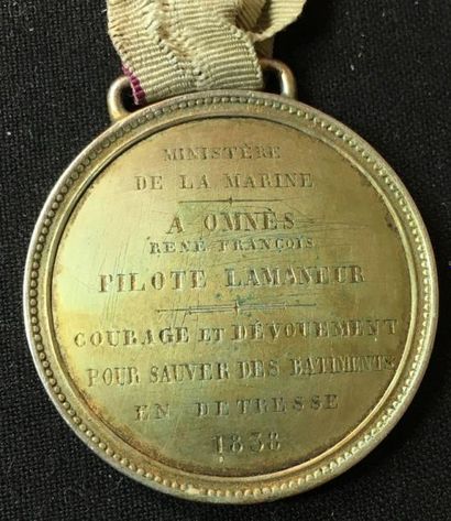 null Monarchie de Juillet, médaille d'honneur réalisée à partir d'un écu de 5 francs...
