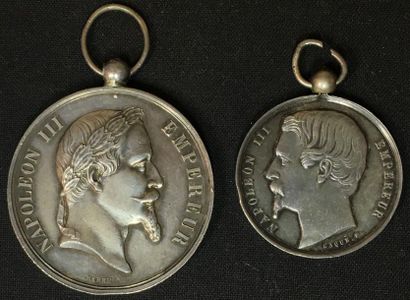 null Second Empire, groupe de deux médailles en argent sans rubans : une médaille...