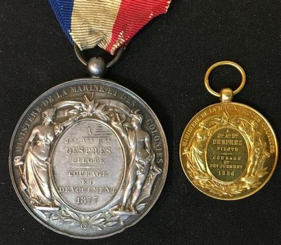 null IIIe République, Marine et Colonies, groupe de deux médailles au profil de Cérès...