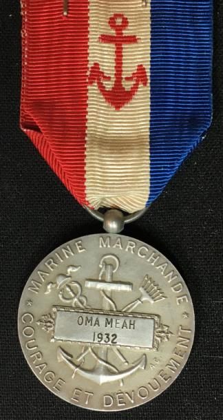 null IIIe République, Marine Marchande, médaille d'honneur de 2e classe en argent,...