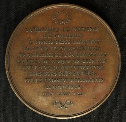 null Chambre de commerce de Bordeaux, médaille d'honneur en bronze au profil de Louis...