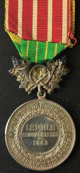 null Ministère de l'Agriculture, médaille d'honneur Forestière, créée en 1883, ensuite...