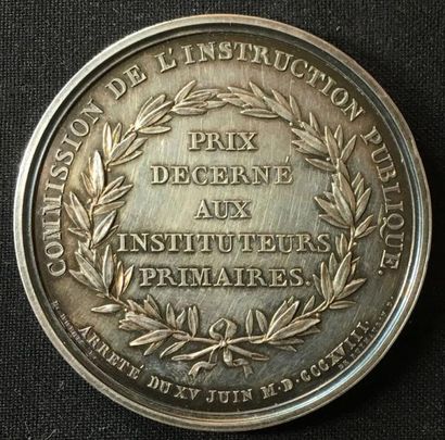 null Restauration - Médaille des Instituteurs, créée en 1818, non portable en argent...