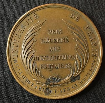 null Restauration - Médaille des Instituteurs en bronze au profil de Charles X à...