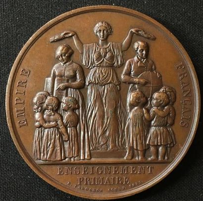 null Second Empire - Médaille des Instituteurs en bronze, même type, attribution...