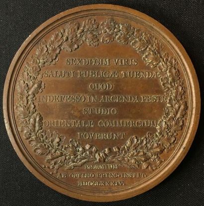 null Marseille, peste de 1784, grande médaille de reconnaissance en bronze par Gatteaux,...
