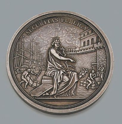 null Marseille, peste de 1819, grande médaille de reconnaissance en argent, l'avers...