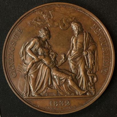  Paris, choléra 1832, grande médaille de reconnaissance par Vatinelle, la Ville de...