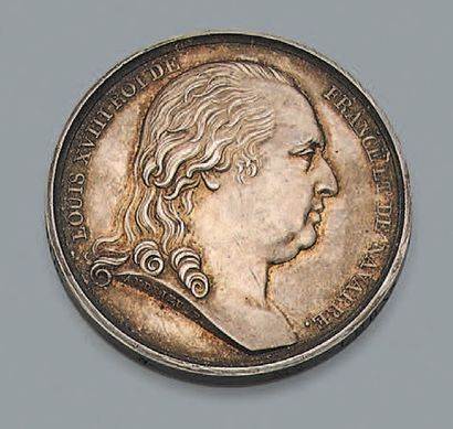 null Restauration - Médaille de la vaccine en argent, au profil de Louis XVIII à...