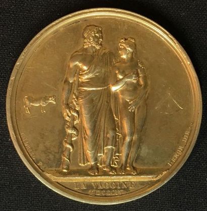 null Second Empire - Médaille de la vaccine en vermeil, sur l'avers la composition...