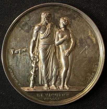null IIIe République - Médaille de la vaccine en argent, sur l'avers la composition...