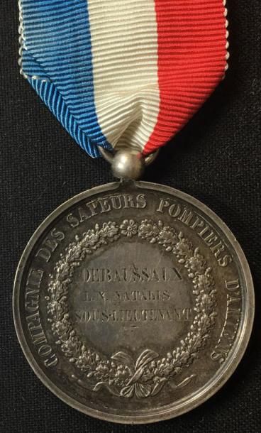 null Sapeurs-pompiers d'Amiens (Somme), médaille circulaire en argent aux armes de...