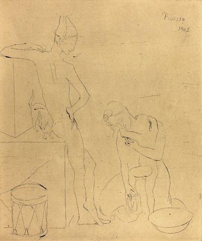 Pablo PICASSO Le Bain, planche de la suite des
Saltimbanques, 1905, pointe sèche,
34...