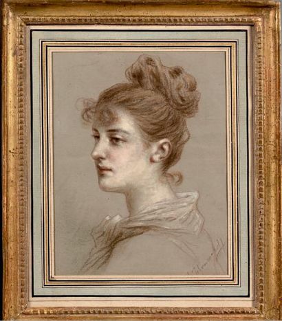 Féodor TCHOUMAKOFF (1823-1911) 
Portrait présumé de la princesse Tolstoï
Pastel,...