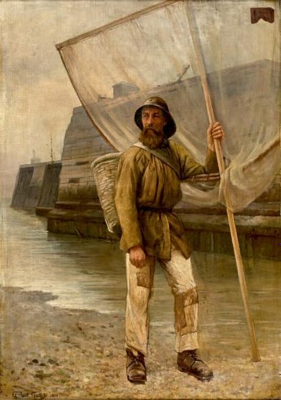 Gabriel Paul GUILLOT (1850-1914) Le pêcheur de crevettes, 1888
Huile sur toile, signée...
